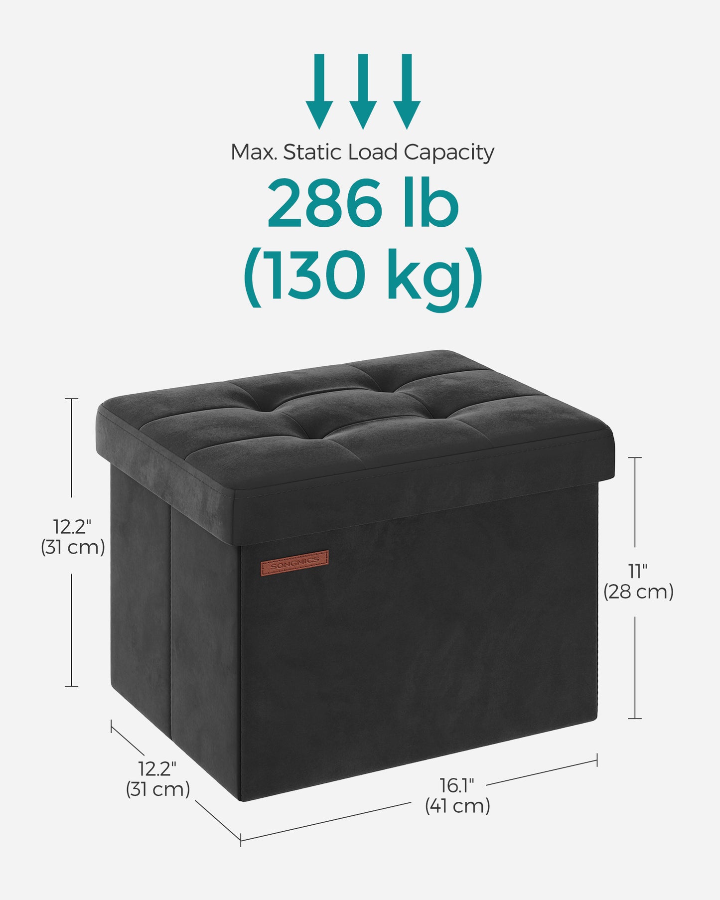 Small Ottoman Foot Rest with Storage, Load up to 286 lb - HWLEXTRA 