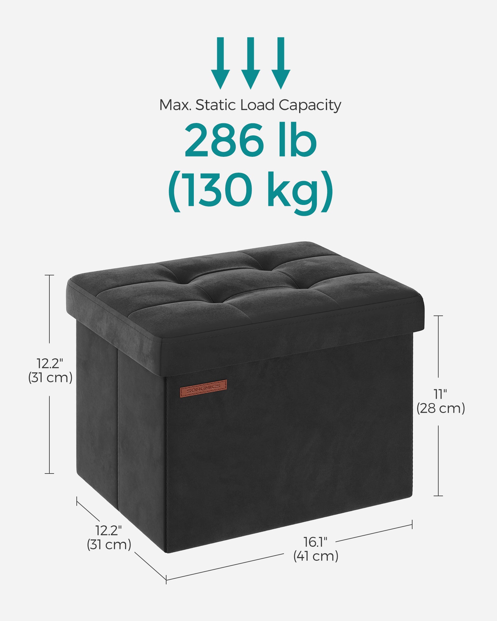 Small Ottoman Foot Rest with Storage, Load up to 286 lb - HWLEXTRA 