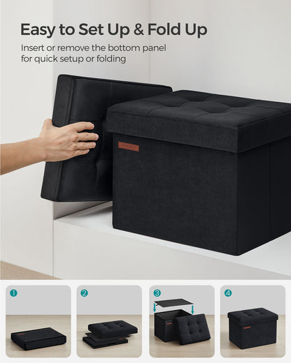 Small Ottoman Foot Rest with Storage, Load up to 286 lb - HWLEXTRA 