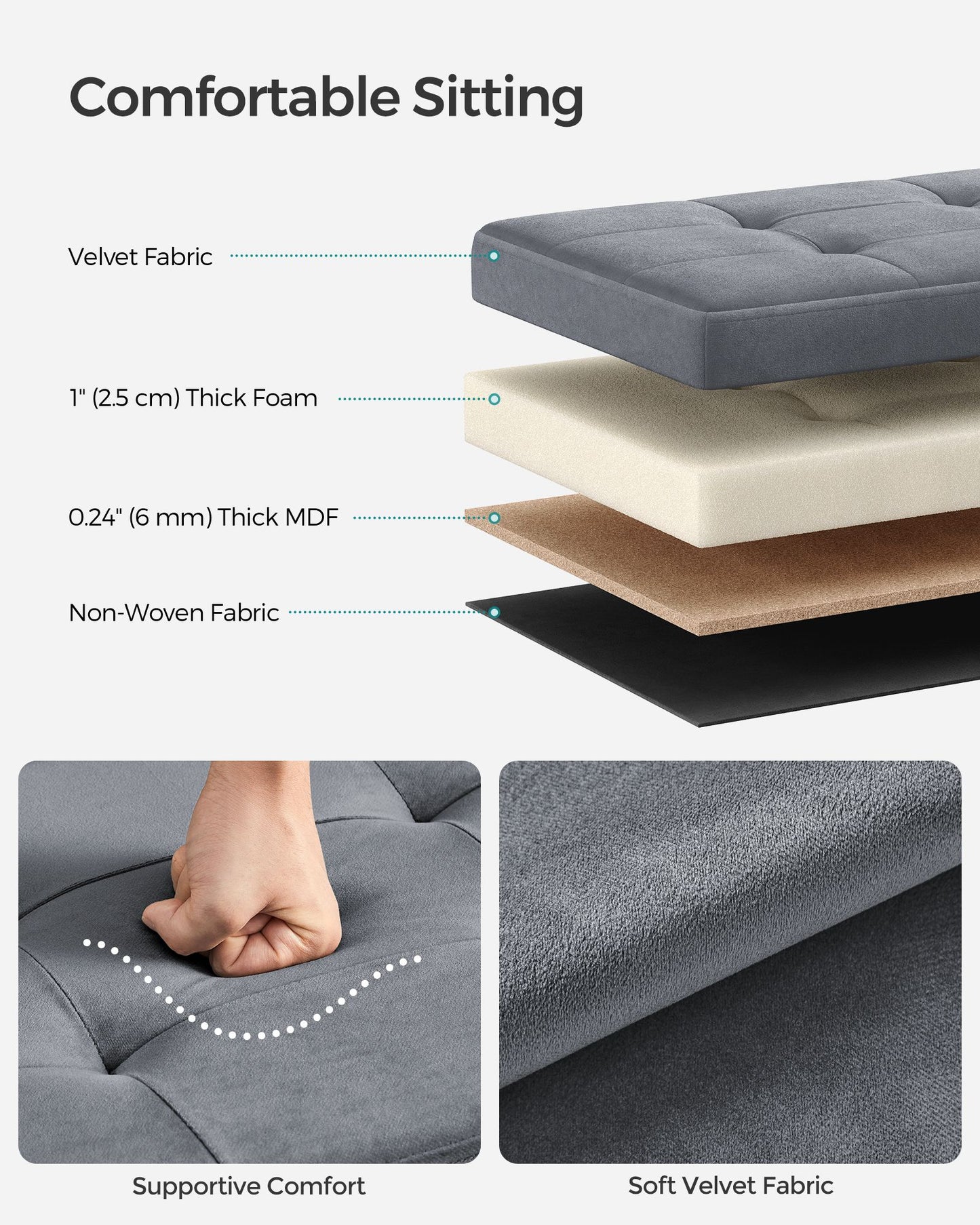 Small Ottoman Foot Rest with Storage, Load up to 286 lb - HWLEXTRA 