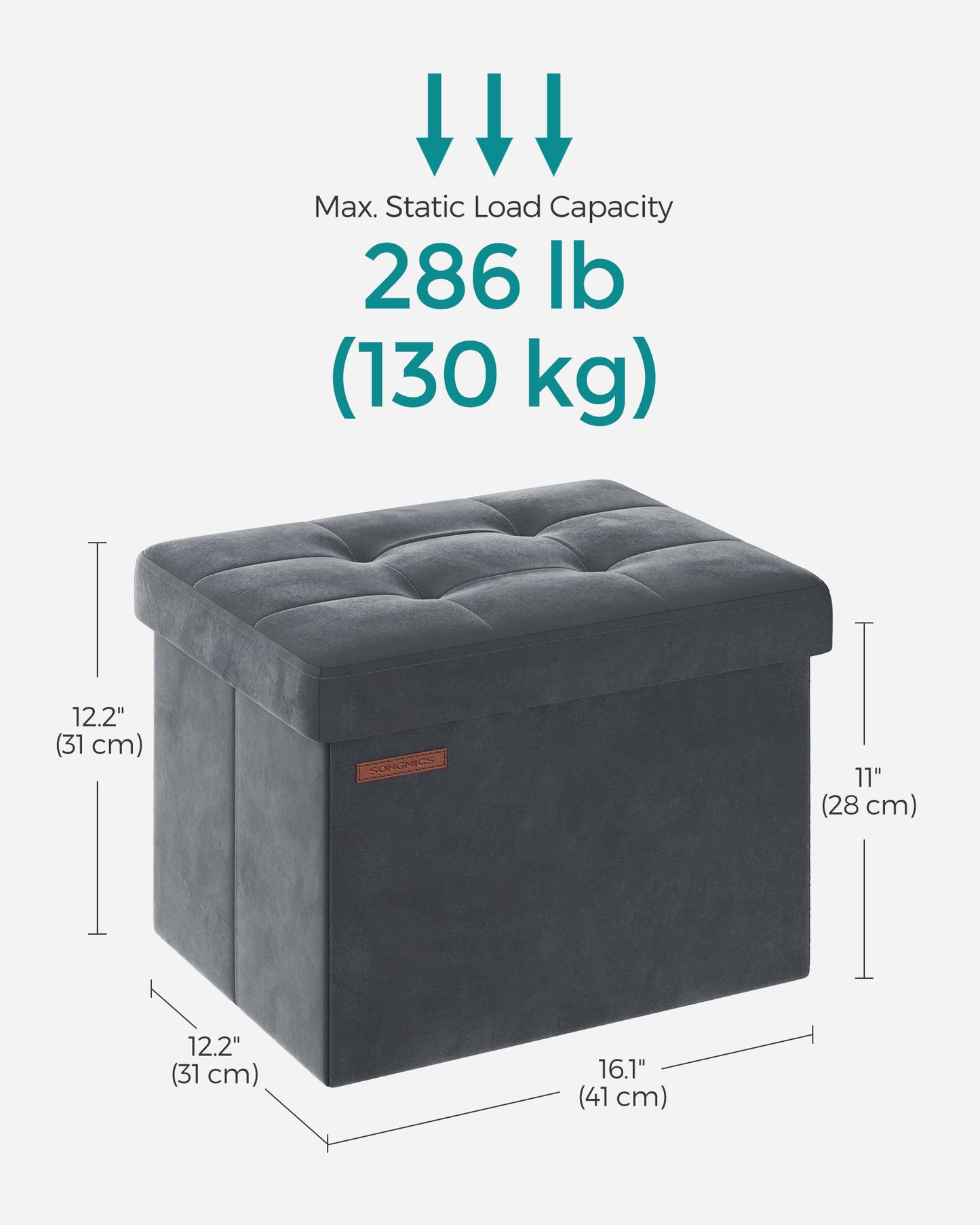 Small Ottoman Foot Rest with Storage, Load up to 286 lb - HWLEXTRA 