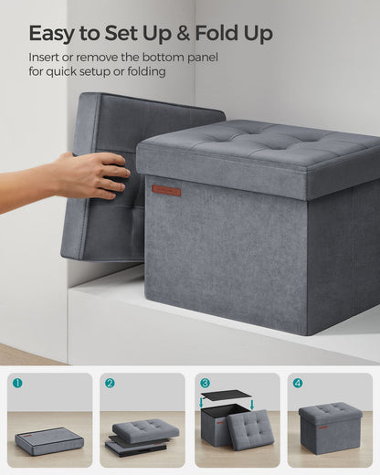Small Ottoman Foot Rest with Storage, Load up to 286 lb - HWLEXTRA 
