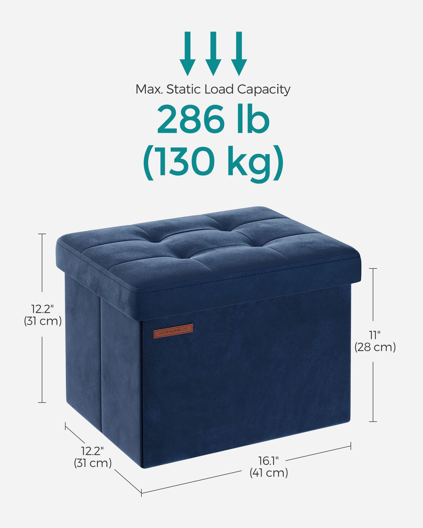Small Ottoman Foot Rest with Storage, Load up to 286 lb - HWLEXTRA 
