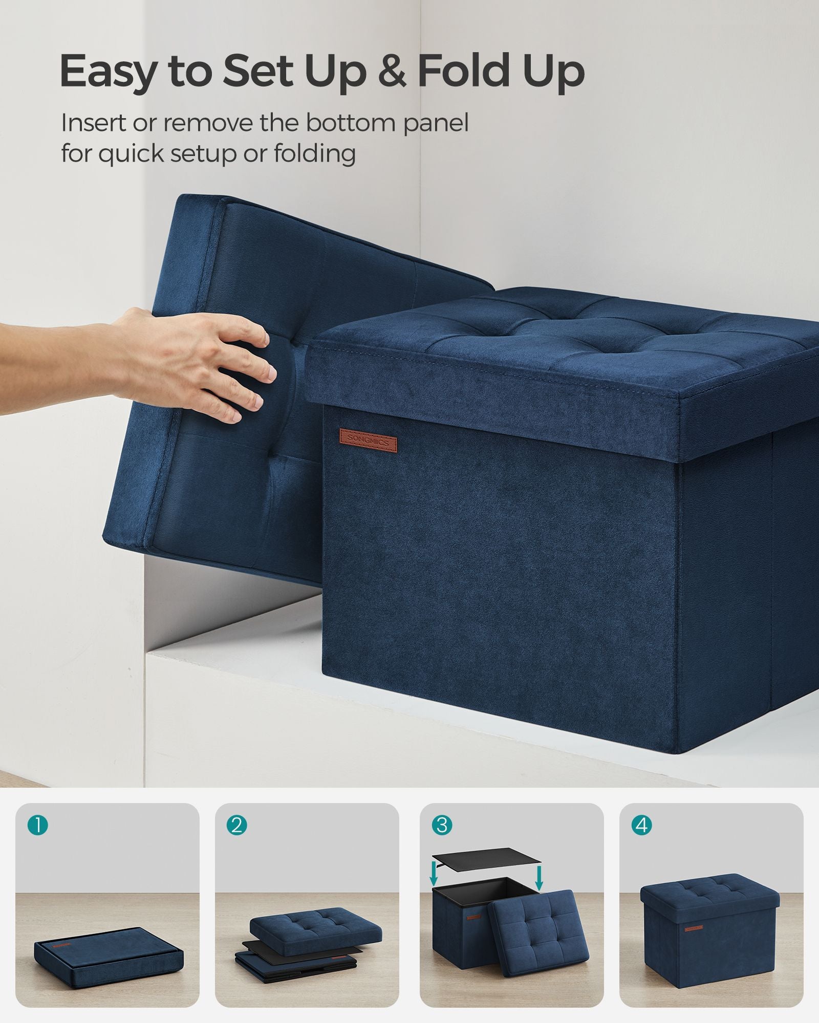 Small Ottoman Foot Rest with Storage, Load up to 286 lb - HWLEXTRA 