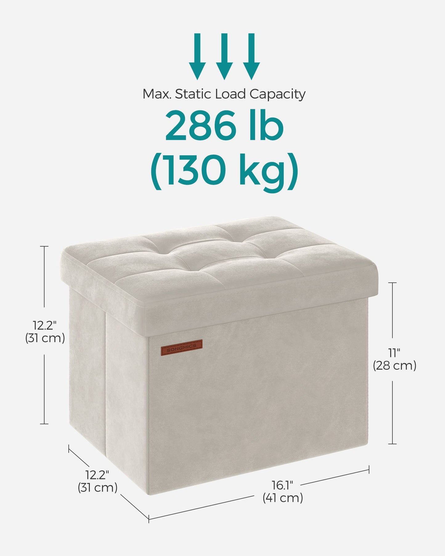 Small Ottoman Foot Rest with Storage, Load up to 286 lb - HWLEXTRA 