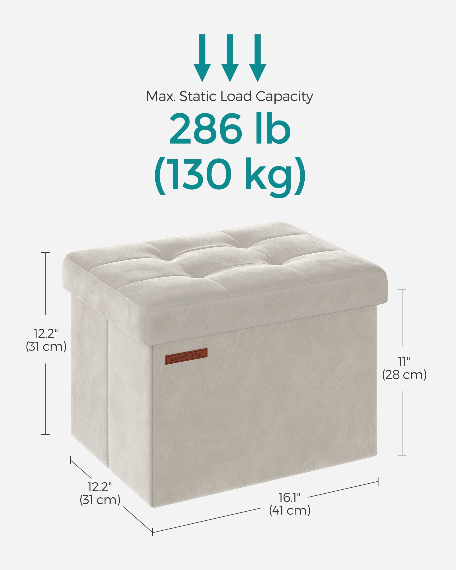 Small Ottoman Foot Rest with Storage, Load up to 286 lb - HWLEXTRA 