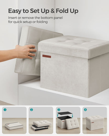 Small Ottoman Foot Rest with Storage, Load up to 286 lb - HWLEXTRA 