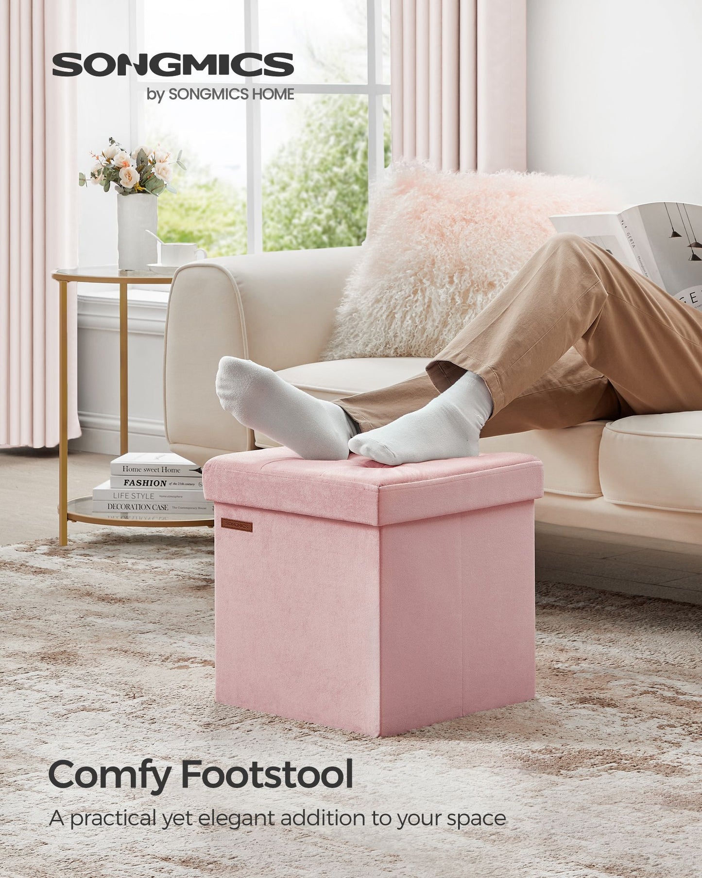 Small Ottoman Foot Rest with Storage, Load up to 660 lb