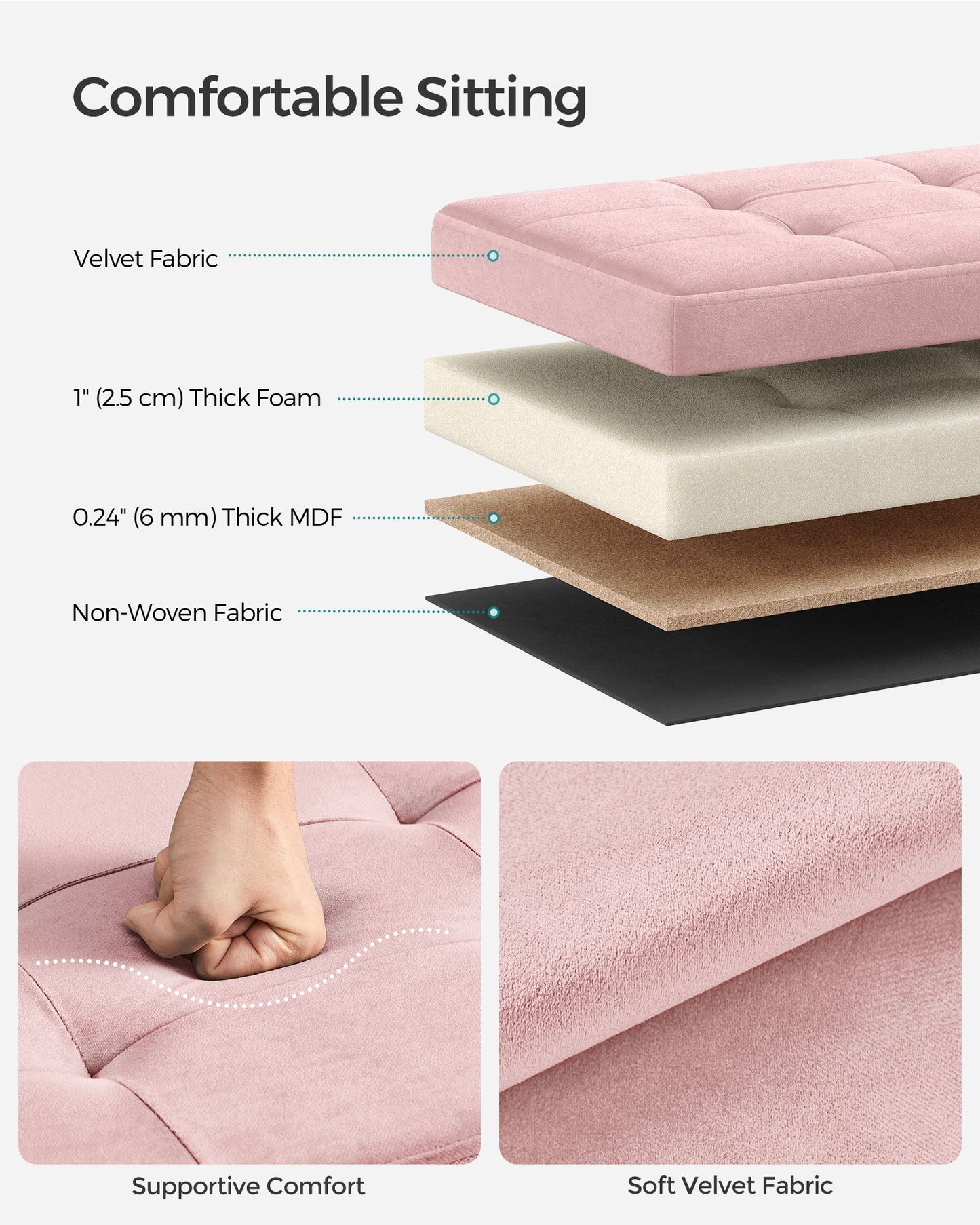 Small Ottoman Foot Rest with Storage, Load up to 660 lb