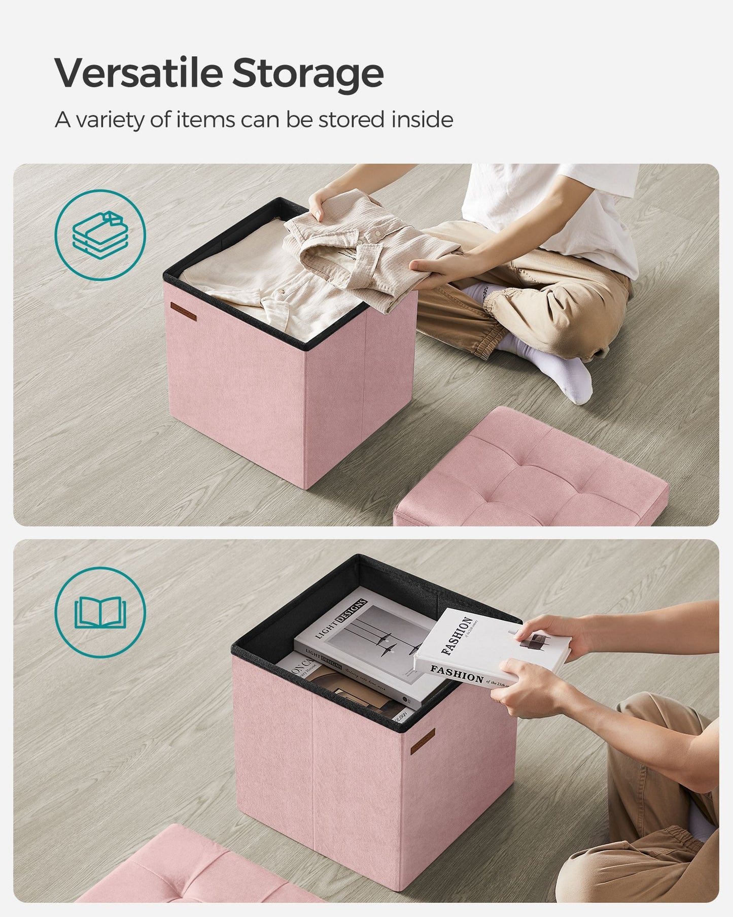 Small Ottoman Foot Rest with Storage, Load up to 660 lb
