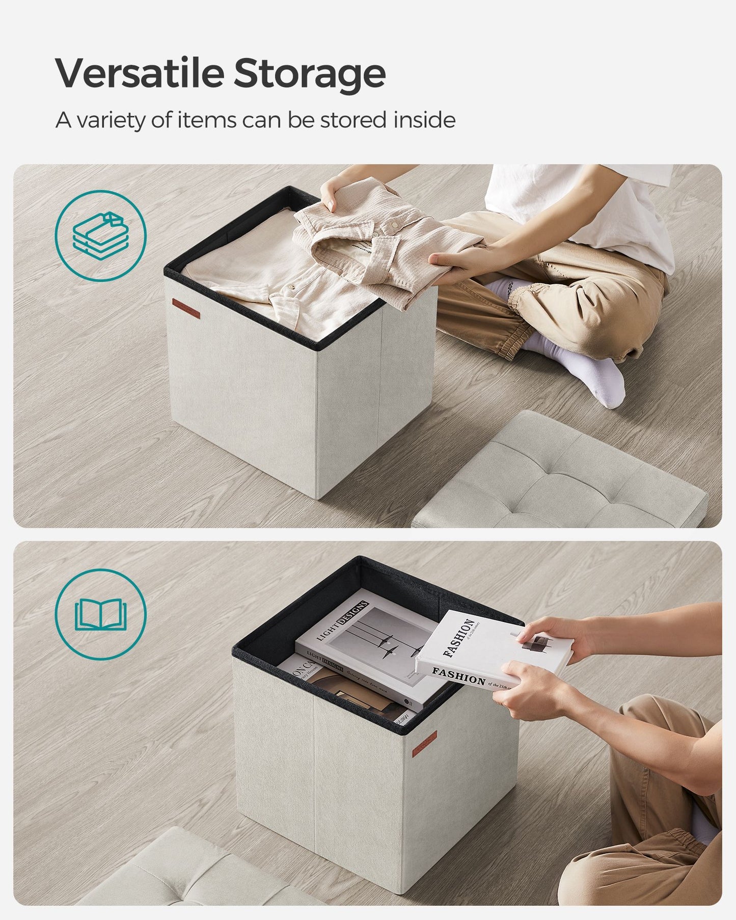 Small Ottoman Foot Rest with Storage, Load up to 660 lb