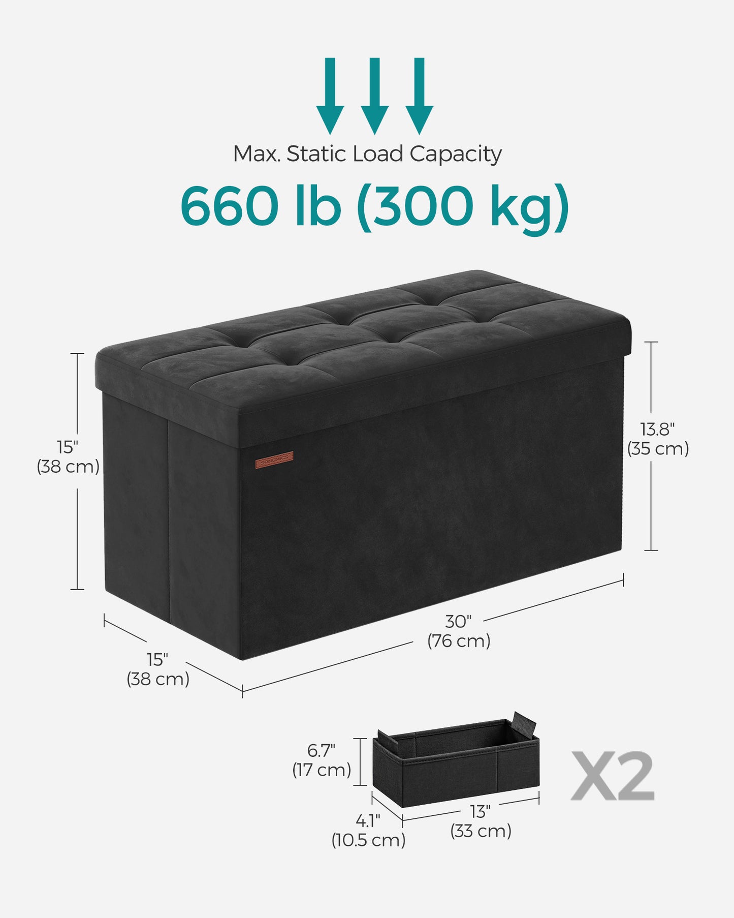 Storage Ottoman Bench with Storage Chest, Load up to 660 lb