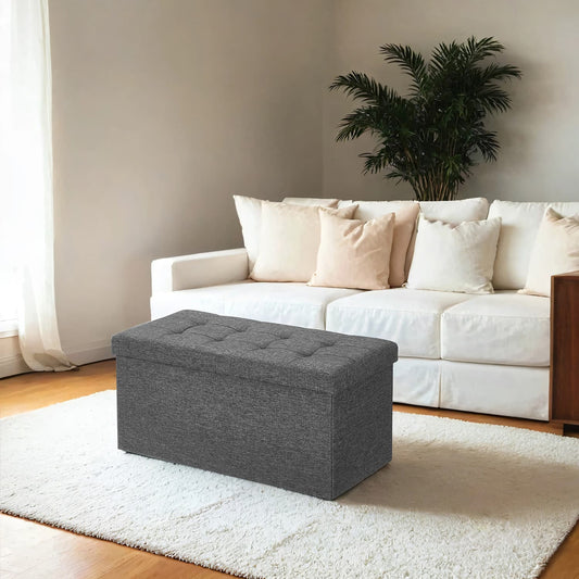 80L Linen Look Ottoman - image 1