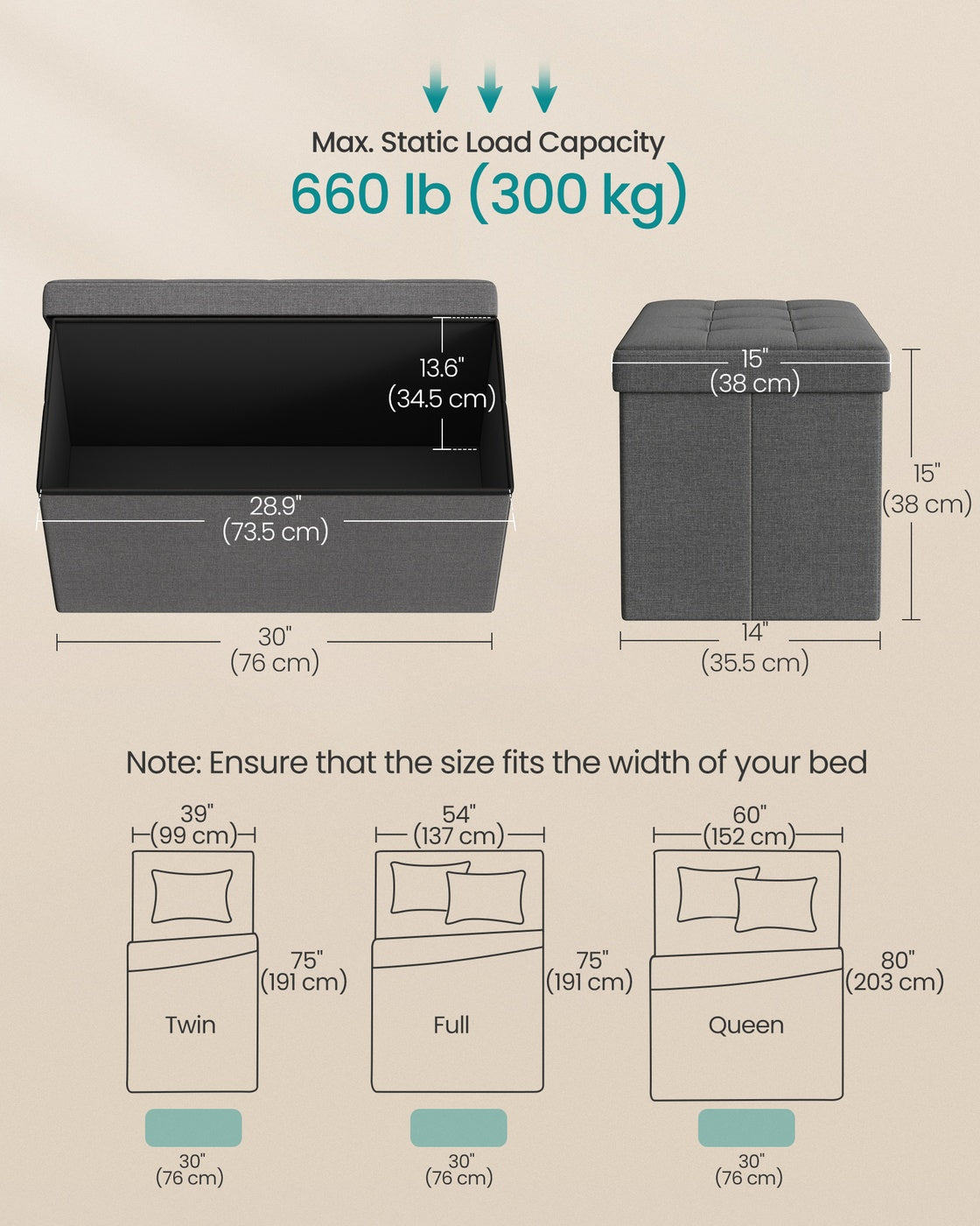 Storage Ottoman Bench, Chest with Lid, Foldable Seat