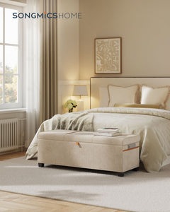 Storage Ottoman Bench, Storage Chest, 15.7 x 43.3 x 15.7 Inches, End of Bed Bench, 27 Gal. (103 L), for Bedroom, Entryway, Living Room, Cappuccino Beige