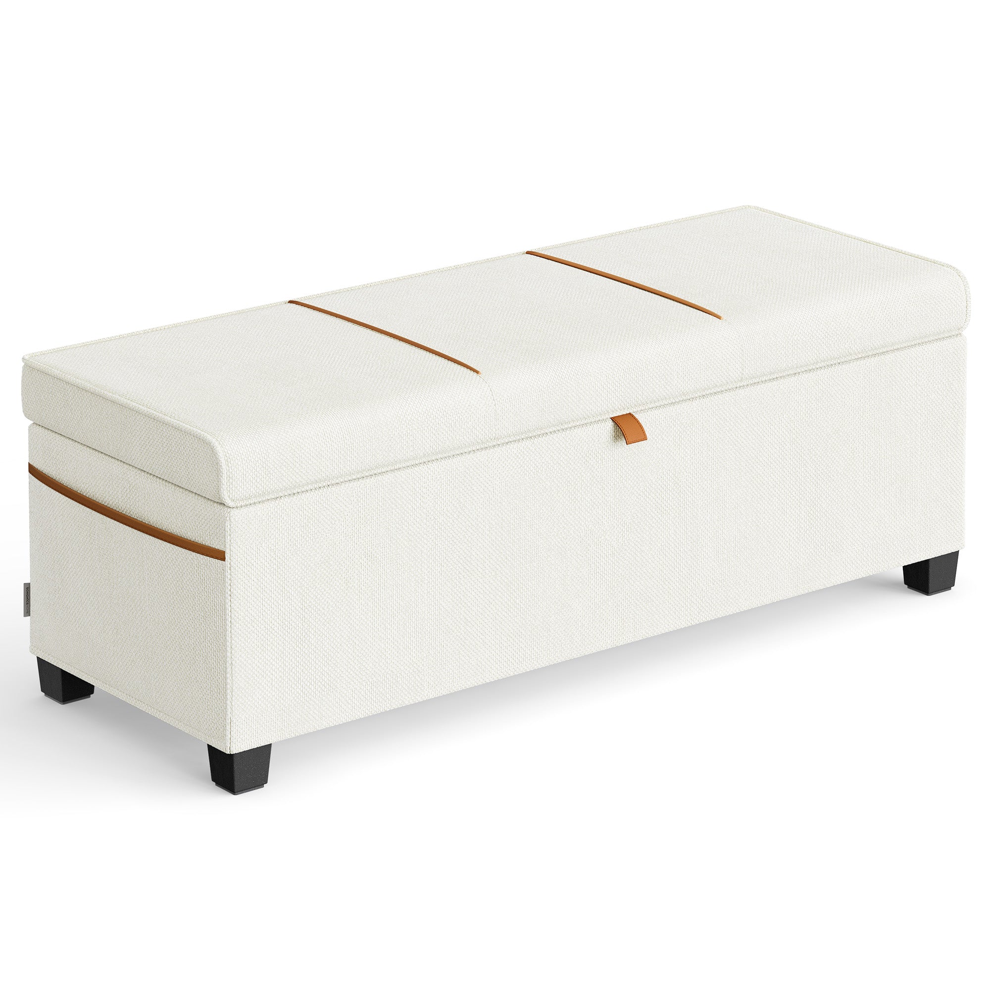 Storage Ottoman Bench, Storage Chest, 15.7 x 43.3 x 15.7 Inches, End of Bed Bench, 27 Gal. (103 L), for Bedroom, Entryway, Living Room, Cream White