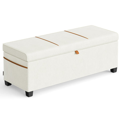 Storage Ottoman Bench, Storage Chest, 15.7 x 43.3 x 15.7 Inches, End of Bed Bench, 27 Gal. (103 L), for Bedroom, Entryway, Living Room, Cream White