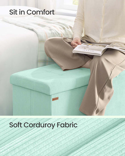 Foldable storage ottoman bench with foot rest
