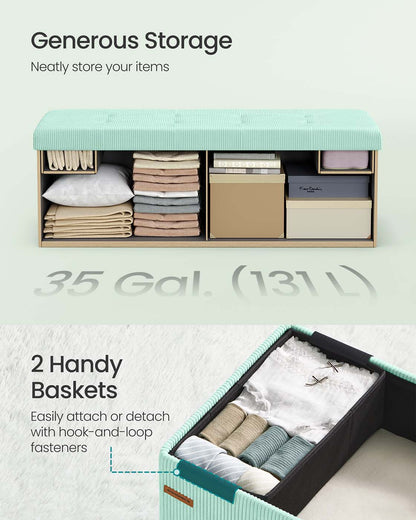 Foldable storage ottoman bench with foot rest