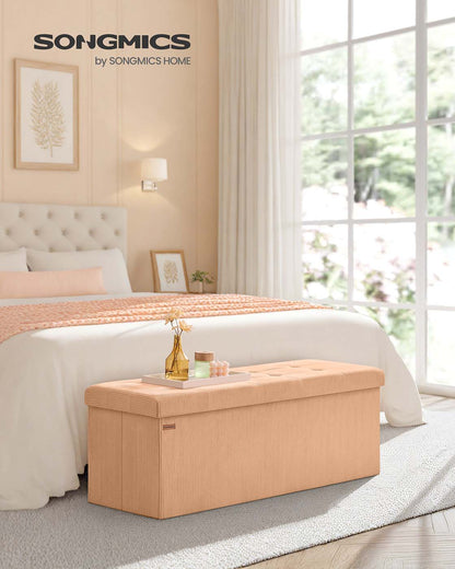 Foldable storage ottoman bench with foot rest