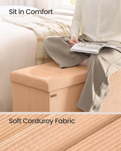 Foldable storage ottoman bench with foot rest