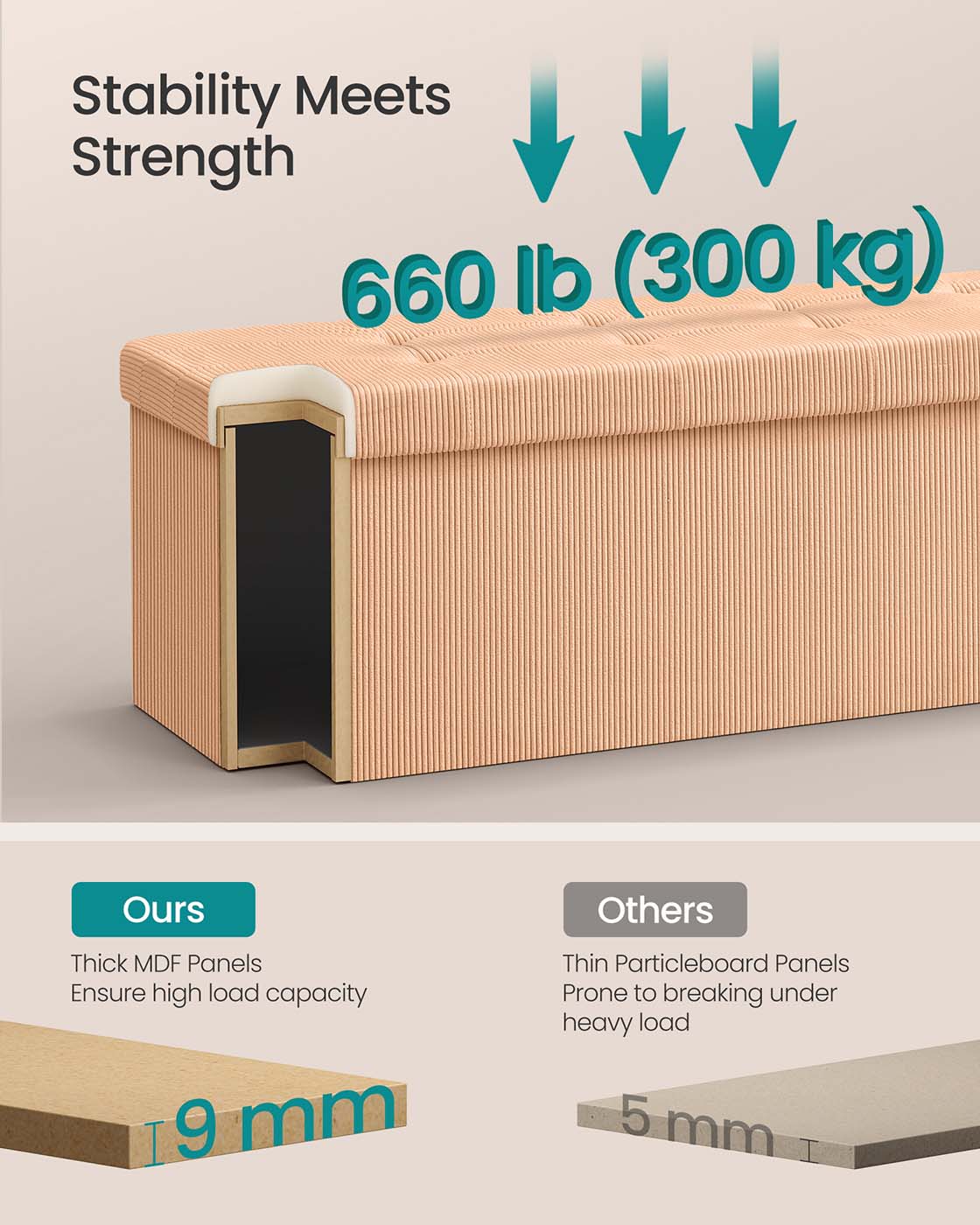 Foldable storage ottoman bench with foot rest