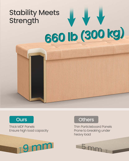 Foldable storage ottoman bench with foot rest