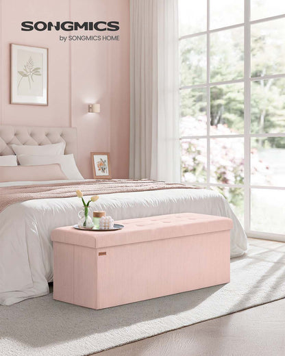 Foldable storage ottoman bench with foot rest