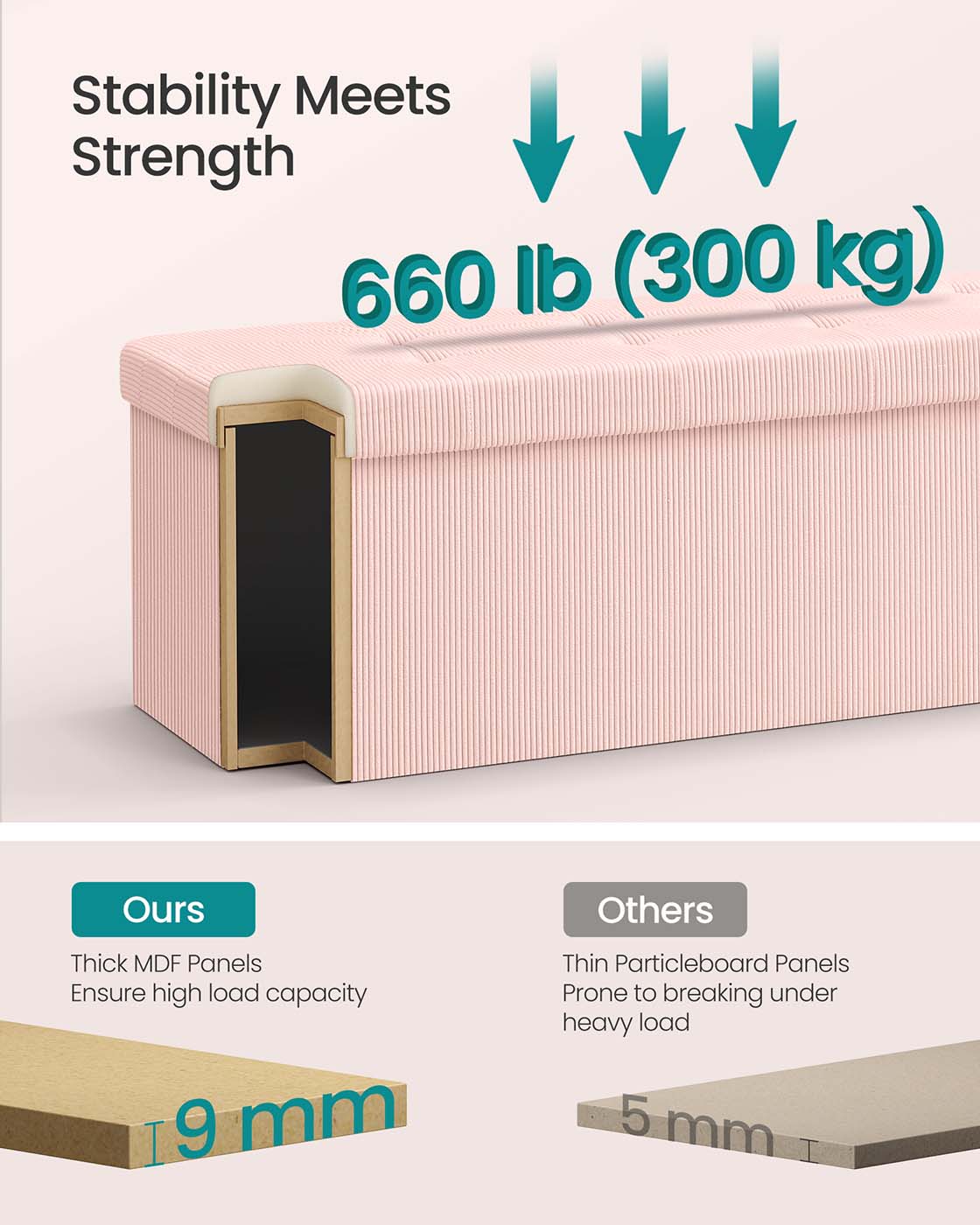 Foldable storage ottoman bench with foot rest