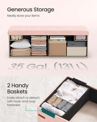 Foldable storage ottoman bench with foot rest