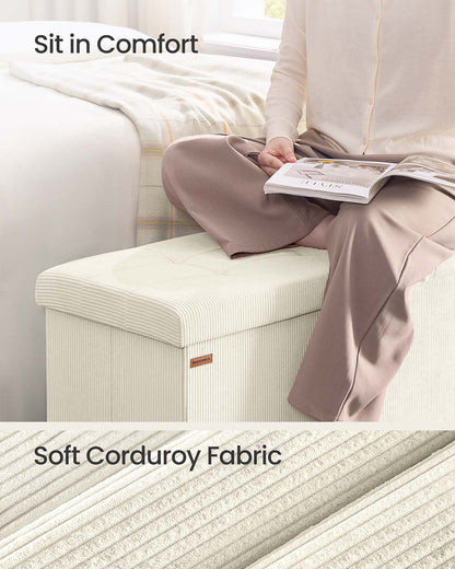 Foldable storage ottoman bench with foot rest