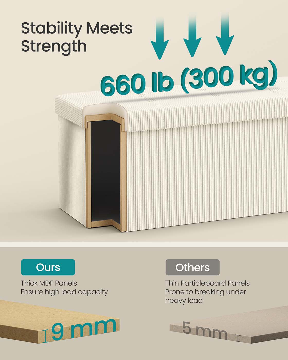 Foldable storage ottoman bench with foot rest