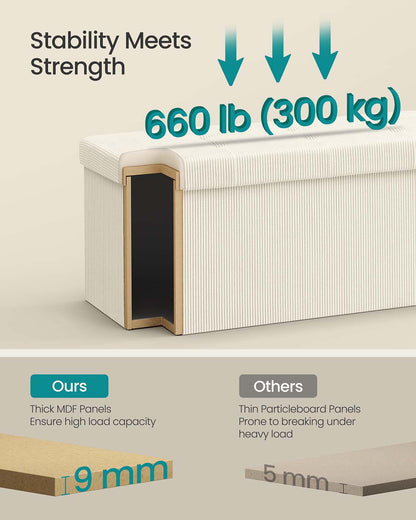 Foldable storage ottoman bench with foot rest