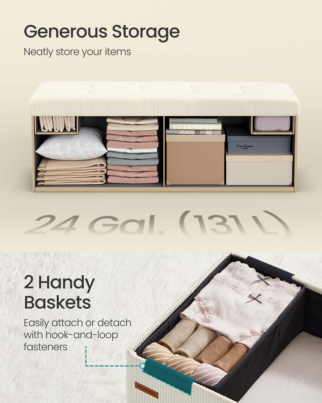 Foldable storage ottoman bench with foot rest