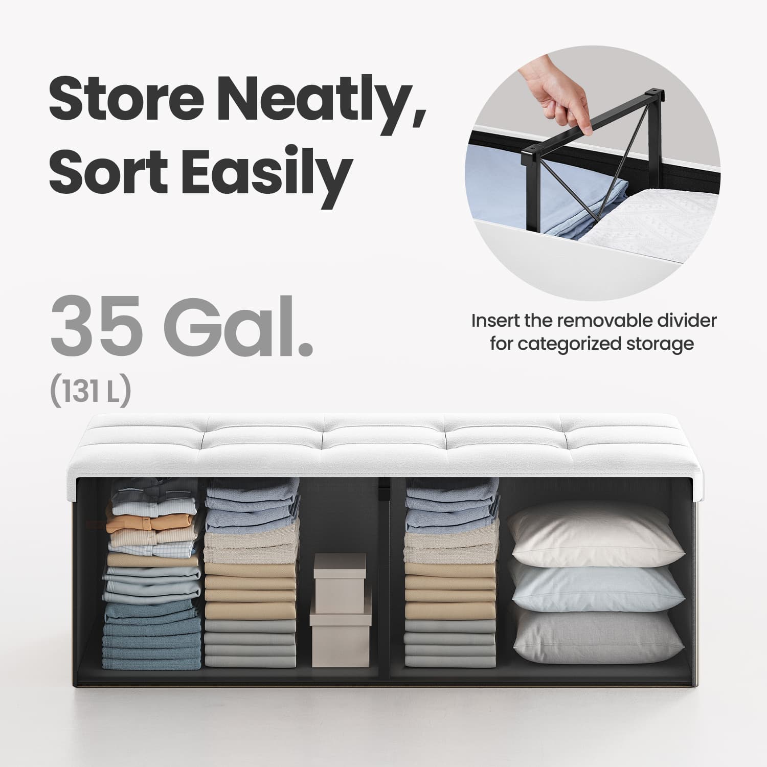 Folding Storage Ottoman Bench - image 4