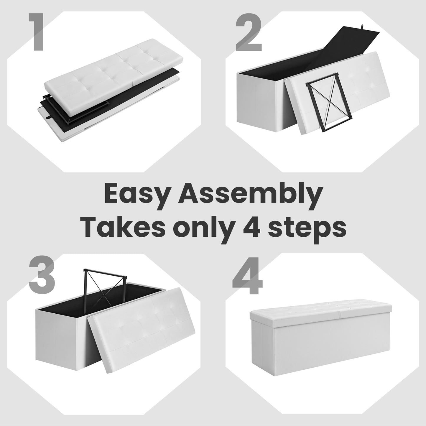 Folding Storage Ottoman Bench - image 5