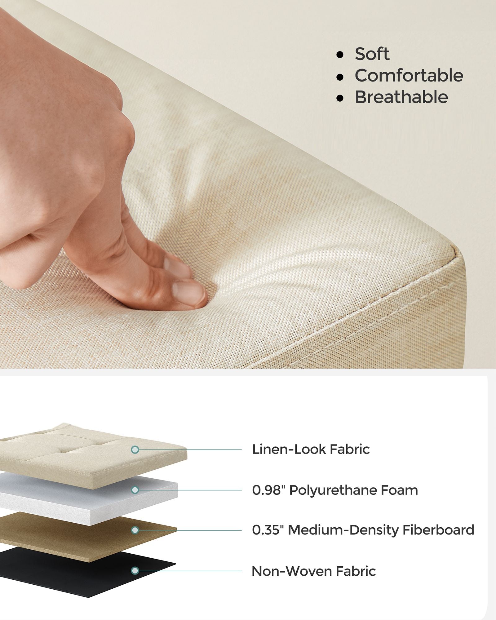 43 Inches Folding Storage Ottoman Bench - HWLEXTRA 