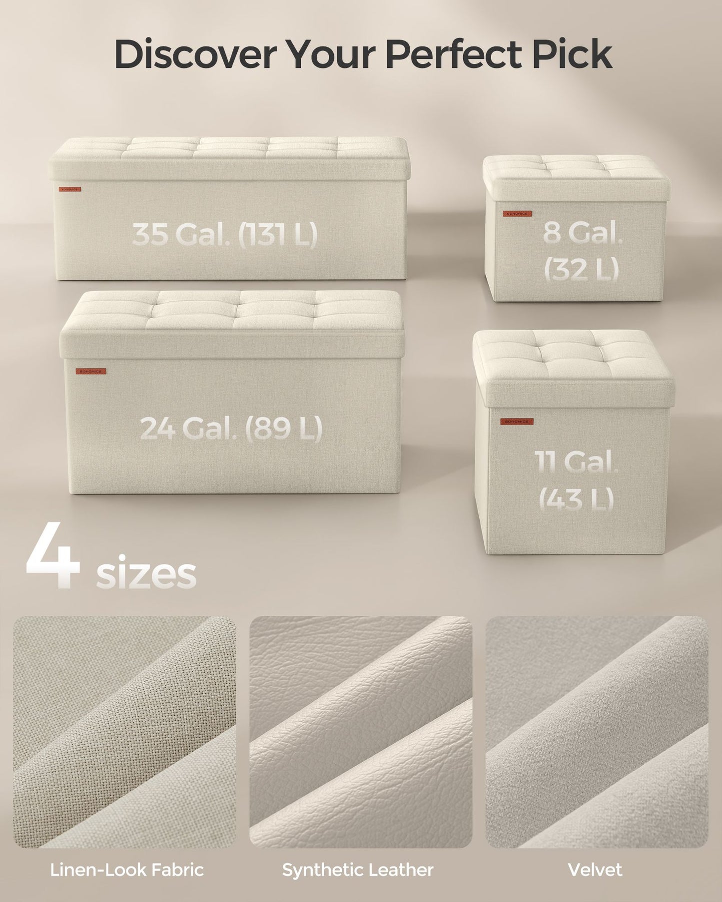 43 Inches Folding Storage Ottoman Bench - HWLEXTRA 