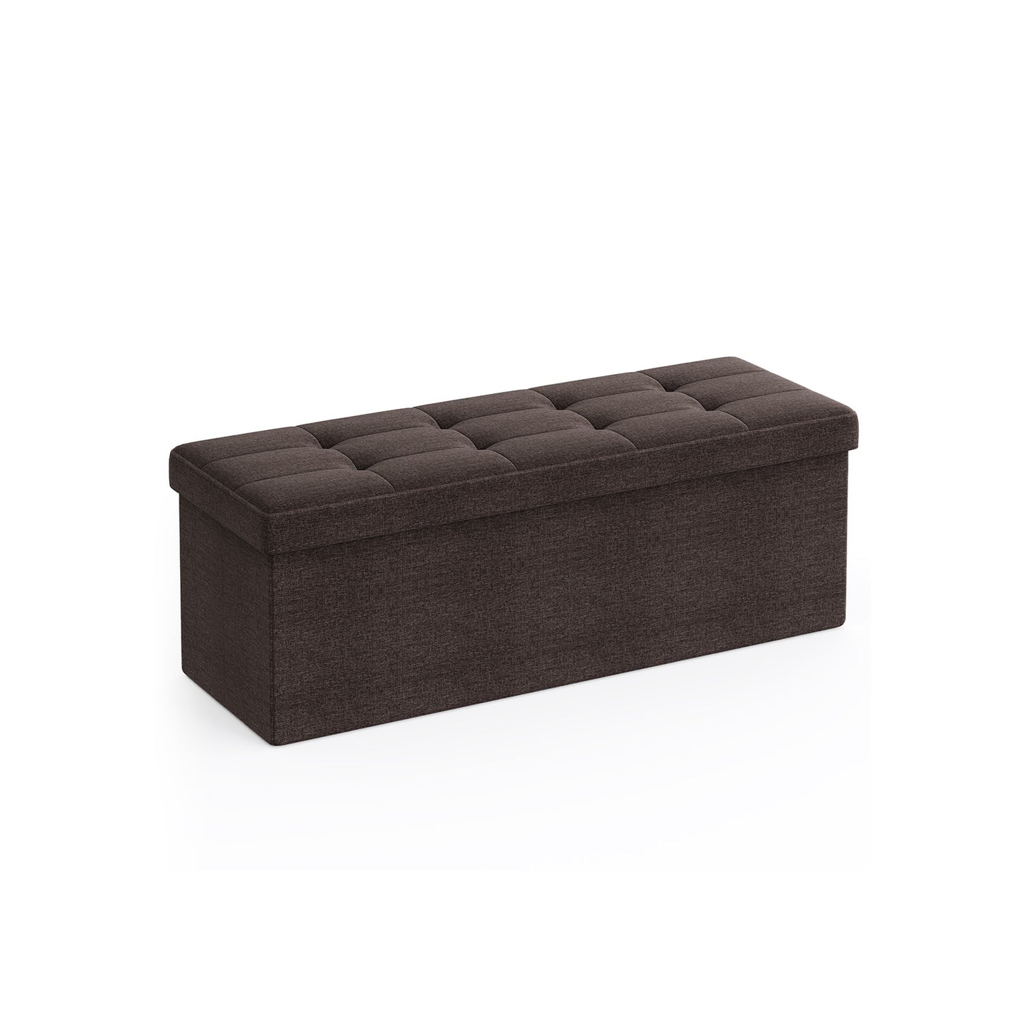 Folding Storage Ottoman Bench, Foot Rest, Stool, Storage Chest with Wooden Divider, Holds up to 660 lb, Brown