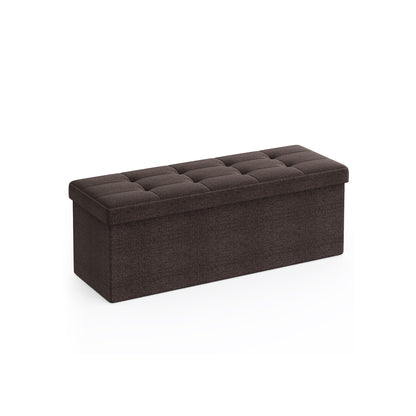 Folding Storage Ottoman Bench, Foot Rest, Stool, Storage Chest with Wooden Divider, Holds up to 660 lb, Brown