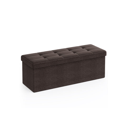 Folding Storage Ottoman Bench, Foot Rest, Stool, Storage Chest with Wooden Divider, Holds up to 660 lb, Brown