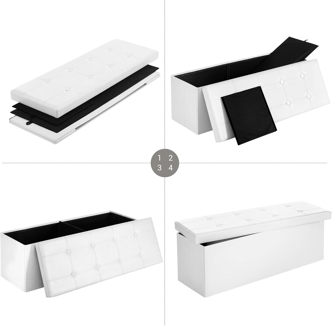 110 cm Ottoman Storage Box Dark Grey - image 46