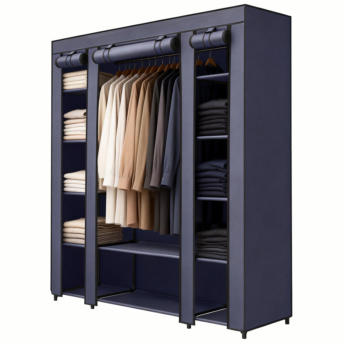 Closet Wardrobe, Portable Closet for Bedroom, Clothes Rail with Fabric Cover