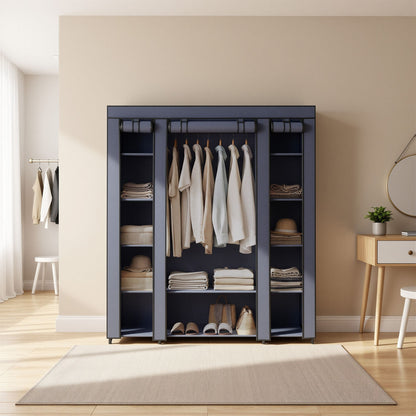 Closet Wardrobe, Portable Closet for Bedroom, Clothes Rail with Fabric Cover