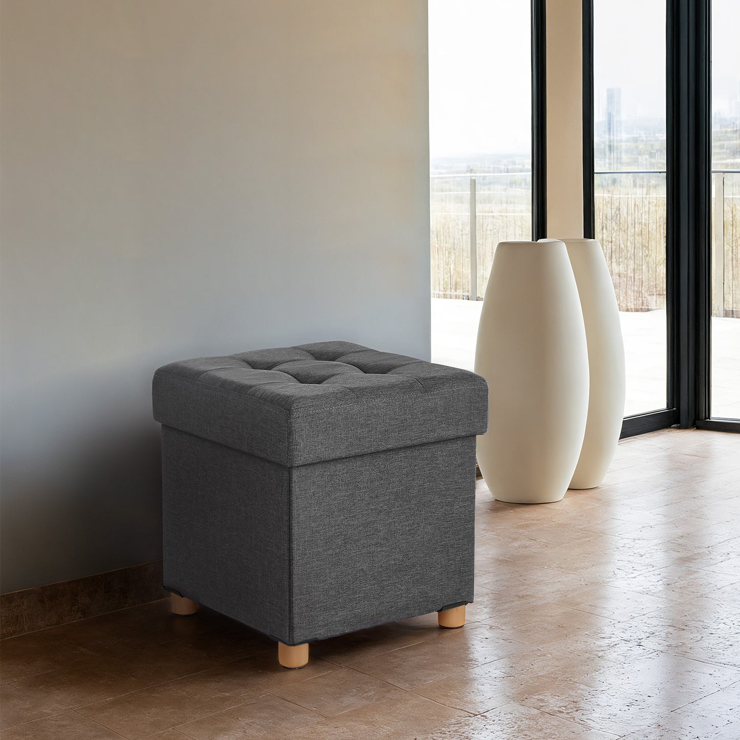 Collapsible Cube Storage Ottoman - image 1