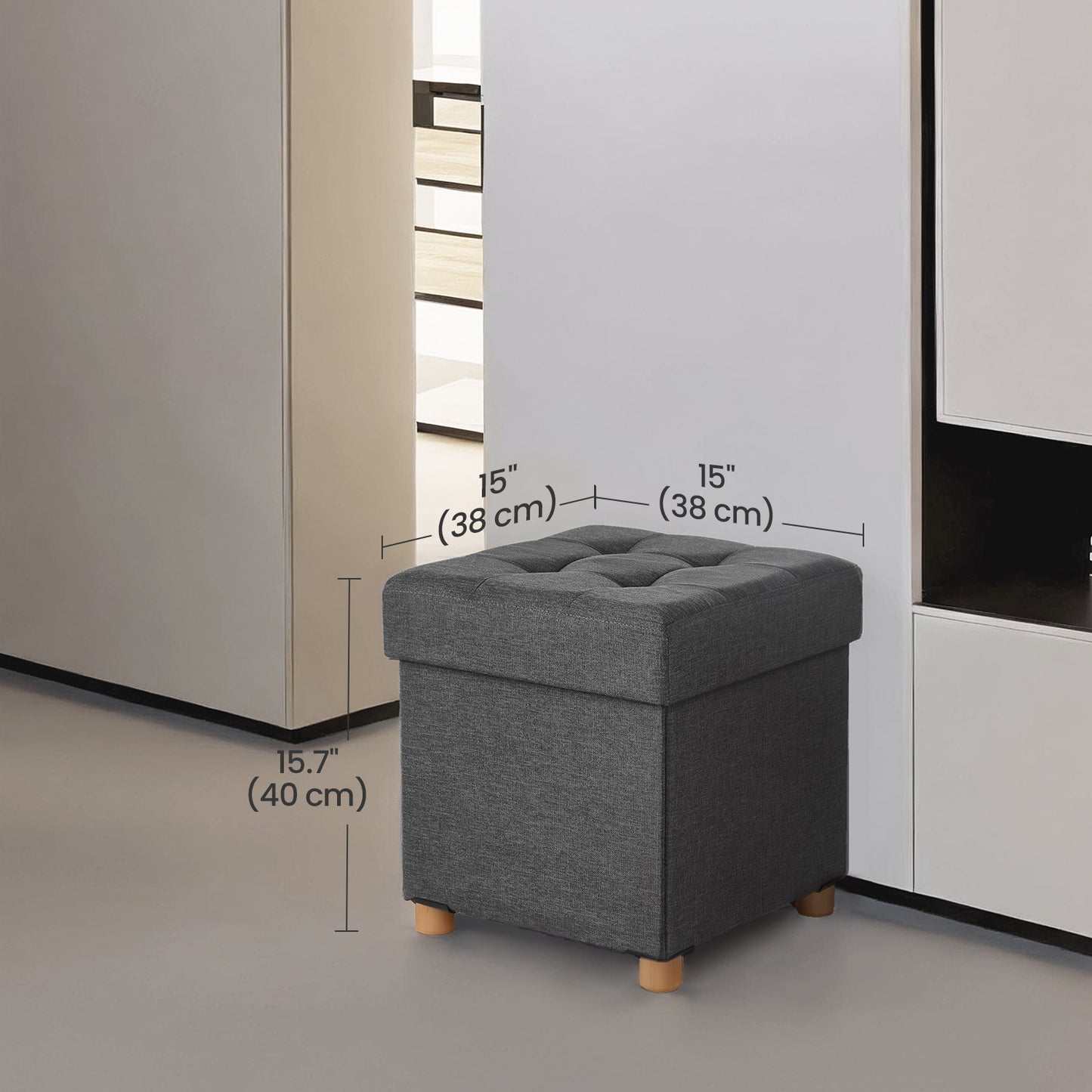 Collapsible Cube Storage Ottoman - image 2