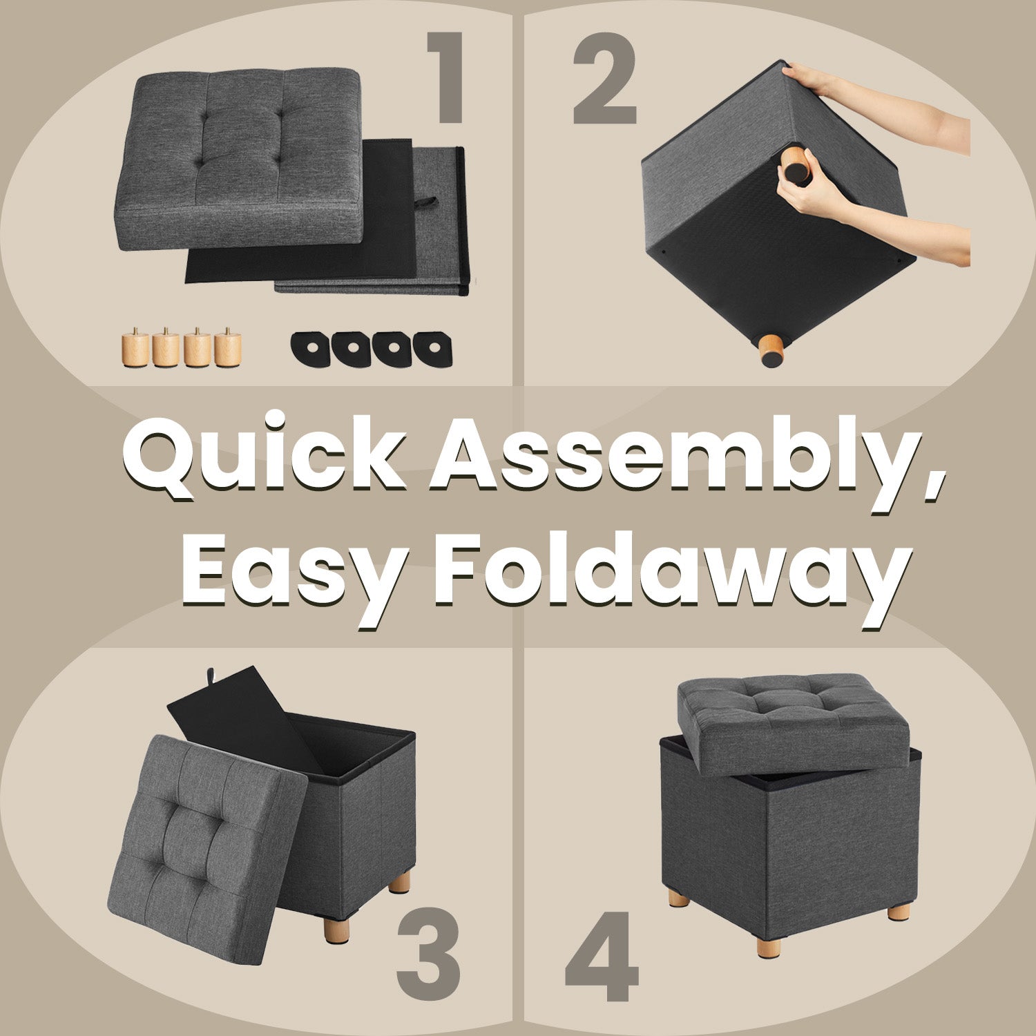 Collapsible Cube Storage Ottoman - image 4