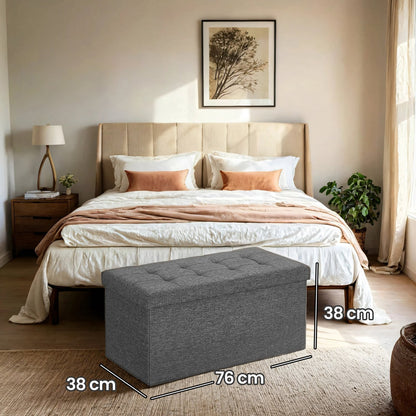 80L Linen Look Ottoman