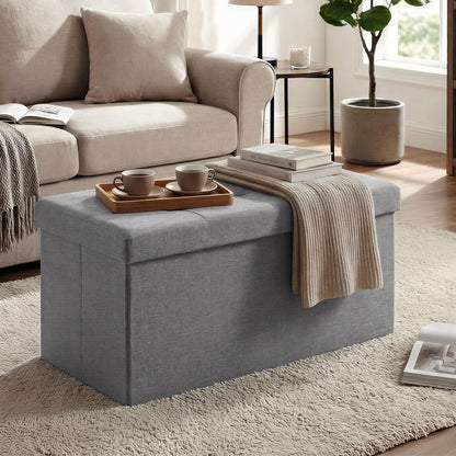 Linen Fabric Storage Ottoman - image 2