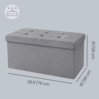 Linen Fabric Storage Ottoman - image 3